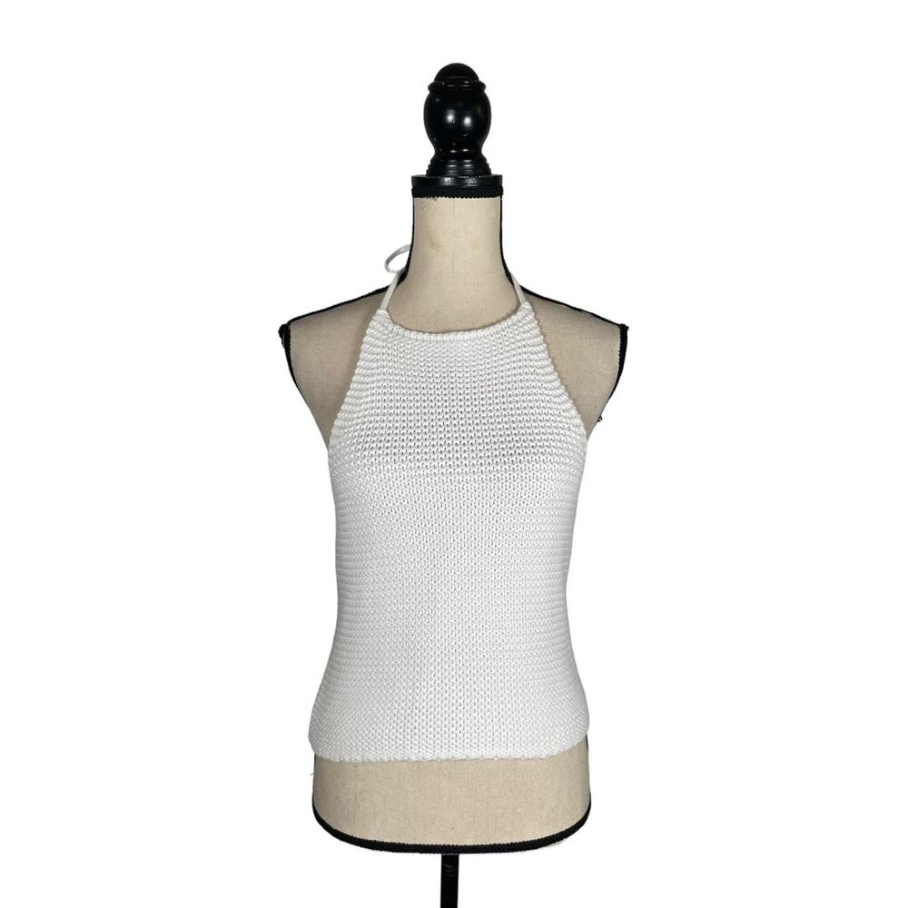 NEW $98  525 America White Knit Cropped Halter Sweater Tank     Size: M